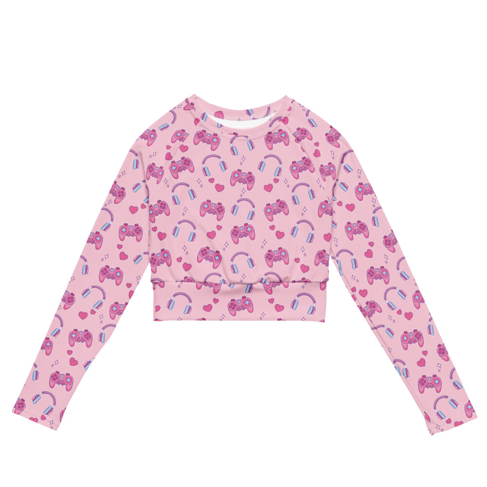 Gamer Girl Kawaii Long-Sleeved Crop Top