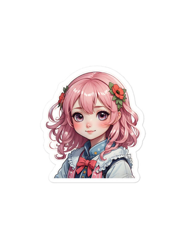 Gamer Girl Anime Pink Hair Bubble-Free Peeker Stickers - Image 2