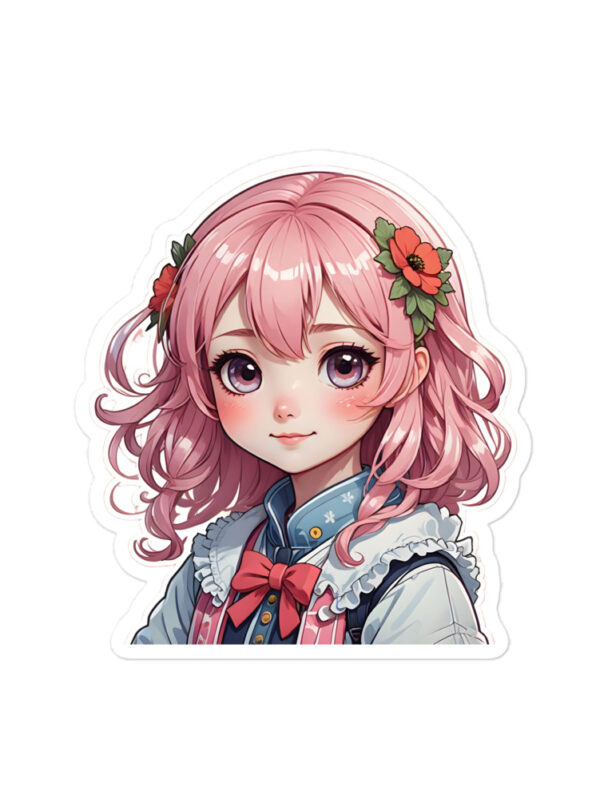 Gamer Girl Anime Pink Hair Bubble-Free Peeker Stickers - Image 3