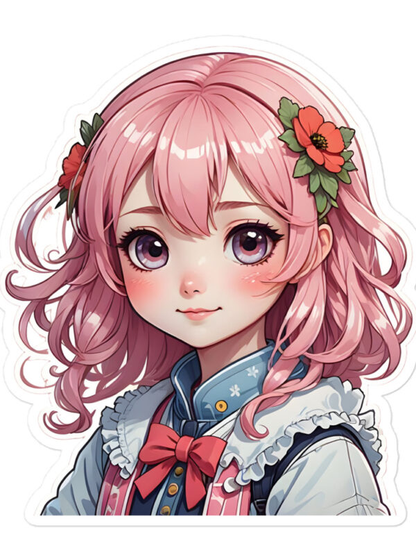 Gamer Girl Anime Pink Hair Bubble-Free Peeker Stickers