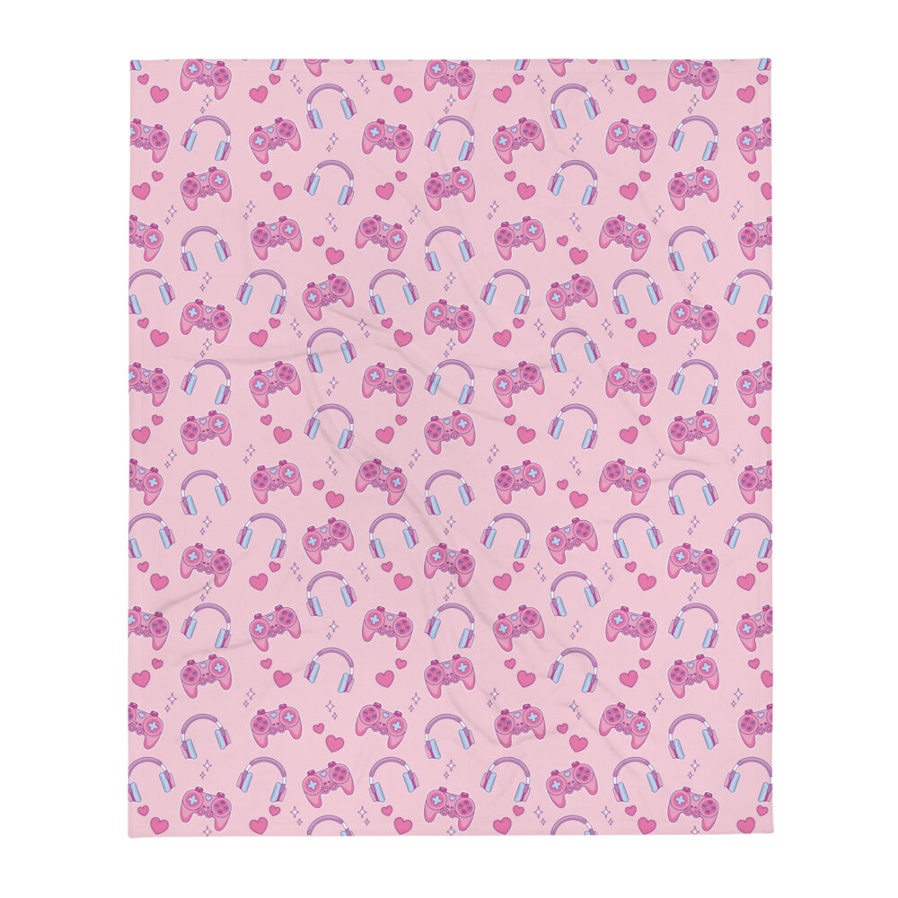 Kawaii Gamer Girl Gaming Throw Blanket - Image 2