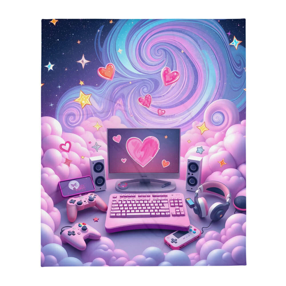 Gamer Girl Kawaii Dream Gaming Throw Blanket - Image 2