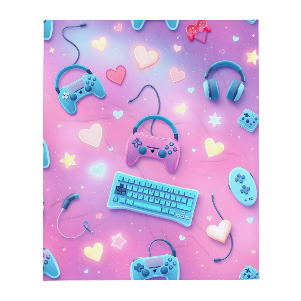 Gamer Girl Kawaii Love Gaming Throw Blanket - Image 2