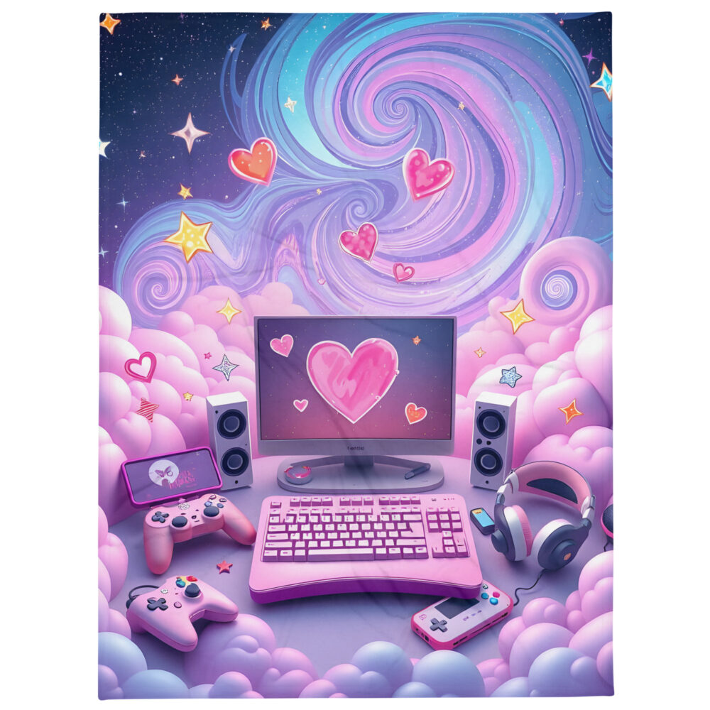 Gamer Girl Kawaii Dream Gaming Throw Blanket