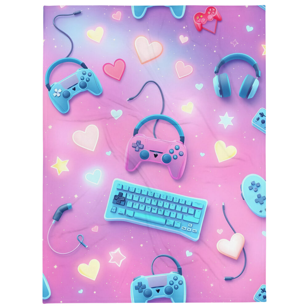 Gamer Girl Kawaii Love Gaming Throw Blanket